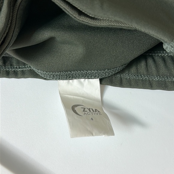 Zyia Active Olive Green Leggings Blue Stripe Mesh Size 4‎ - Picture 6 of 8